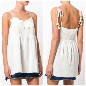 NWT See By Chloe Floral Flare Top 38 powder white 4 6